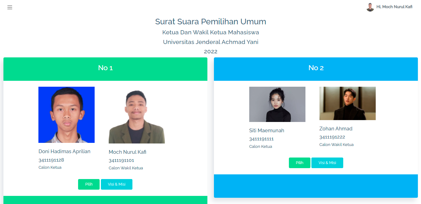 E-Vote Pemilihan Ketua Mahasiswa
